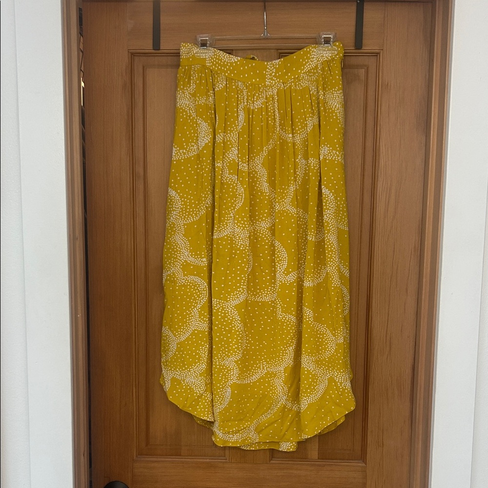 Anthropologie Yellow and White High Low Skirt
